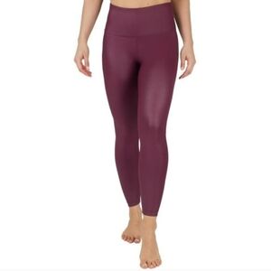 90 Degree High Waisted 7/8 Athletic Leggings | Size M | Burgundy Squat Proof